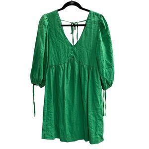 NWOT EVERY Tie Back Puff Sleeve Dress Green Size Medium